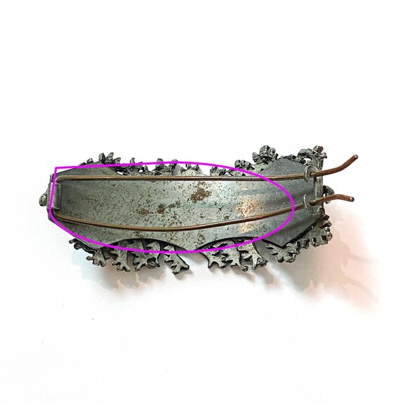 Vintage Oxidized Silvertone Fern-Shaped Hair Clip Barrette Pewter Brutalist - Picture 3 of 3